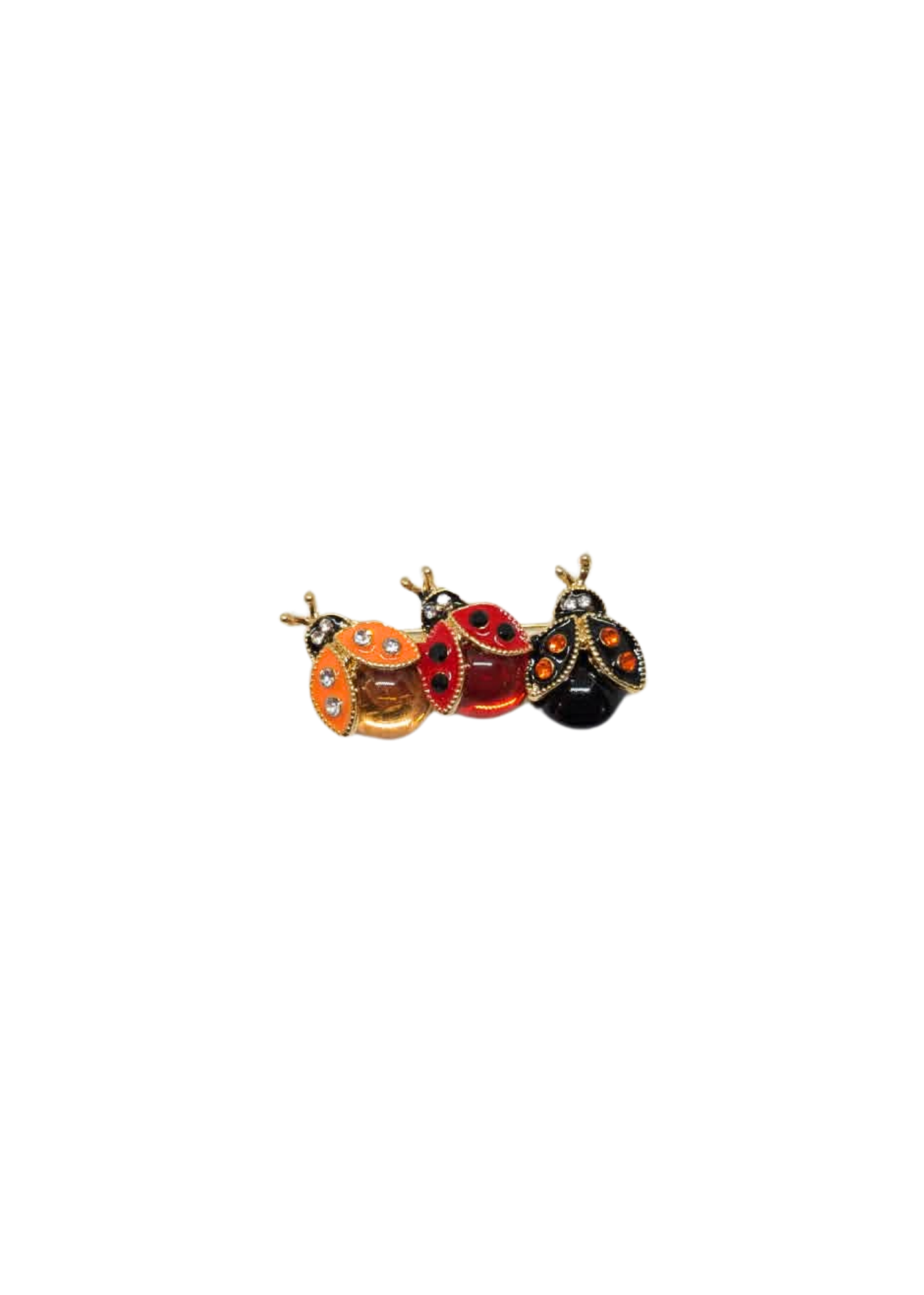 The Edit - Ladybird Trio Brooch in Red, Orange & Black