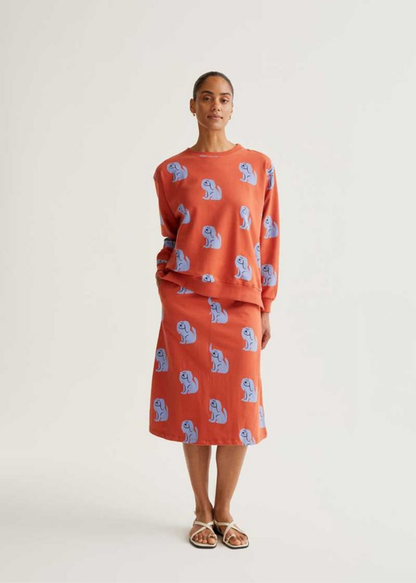Compañia Fantastica - Rust Sweatshirt with Blue Dog Print