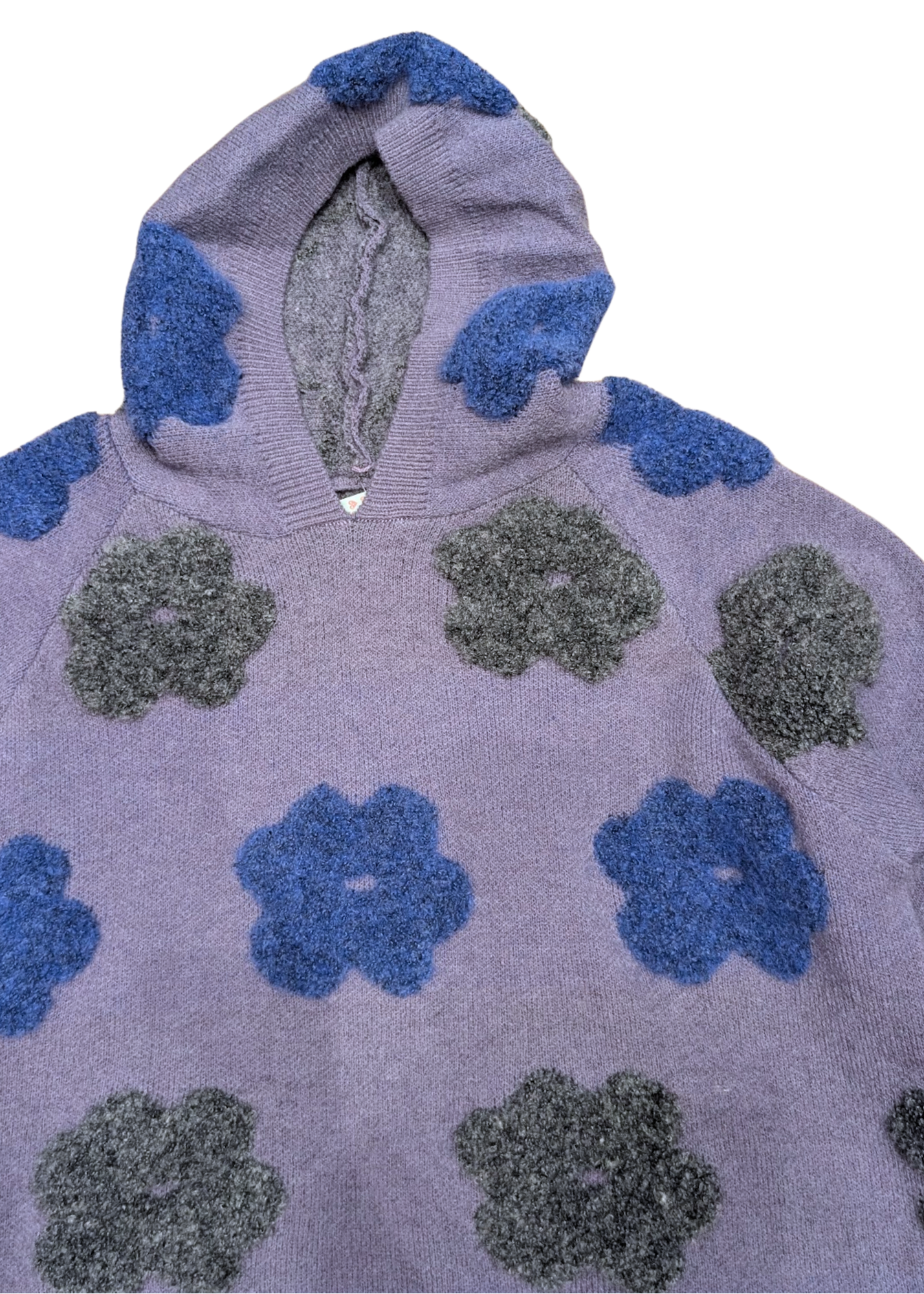 The Edit - Purple 3D Flocked Flower Hoodie