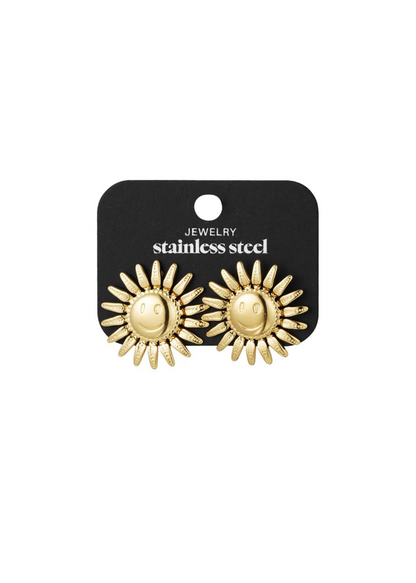 The Edit - Smiling Sun Earrings in Gold