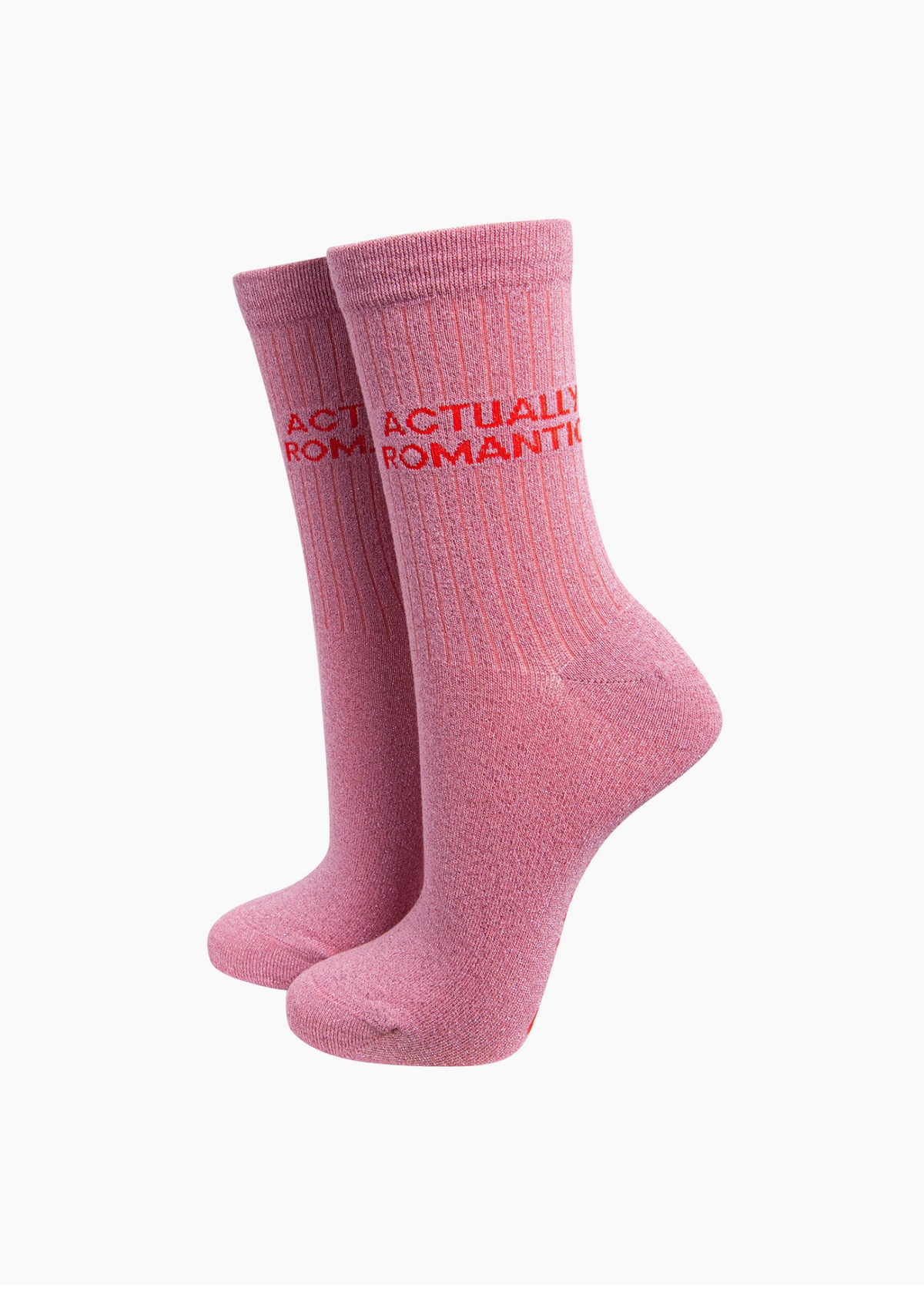 Sock Talk - Pink Glitter ‘Actually Romantic’ Socks