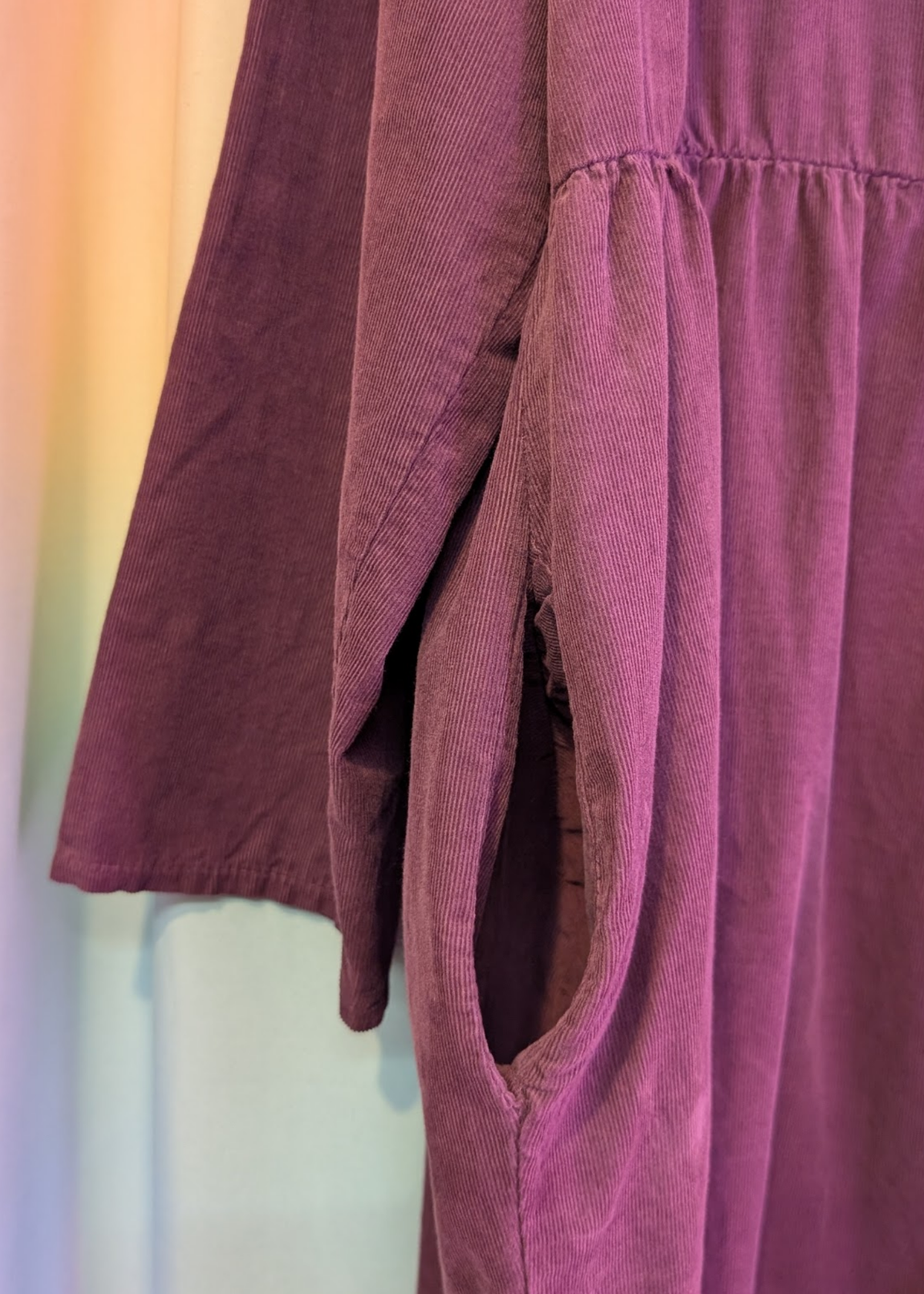 The Edit - Burgundy Needlecord Midi Smock Dress