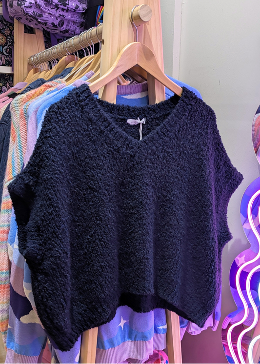 The Edit - Navy Blue Chunky Knit Vest