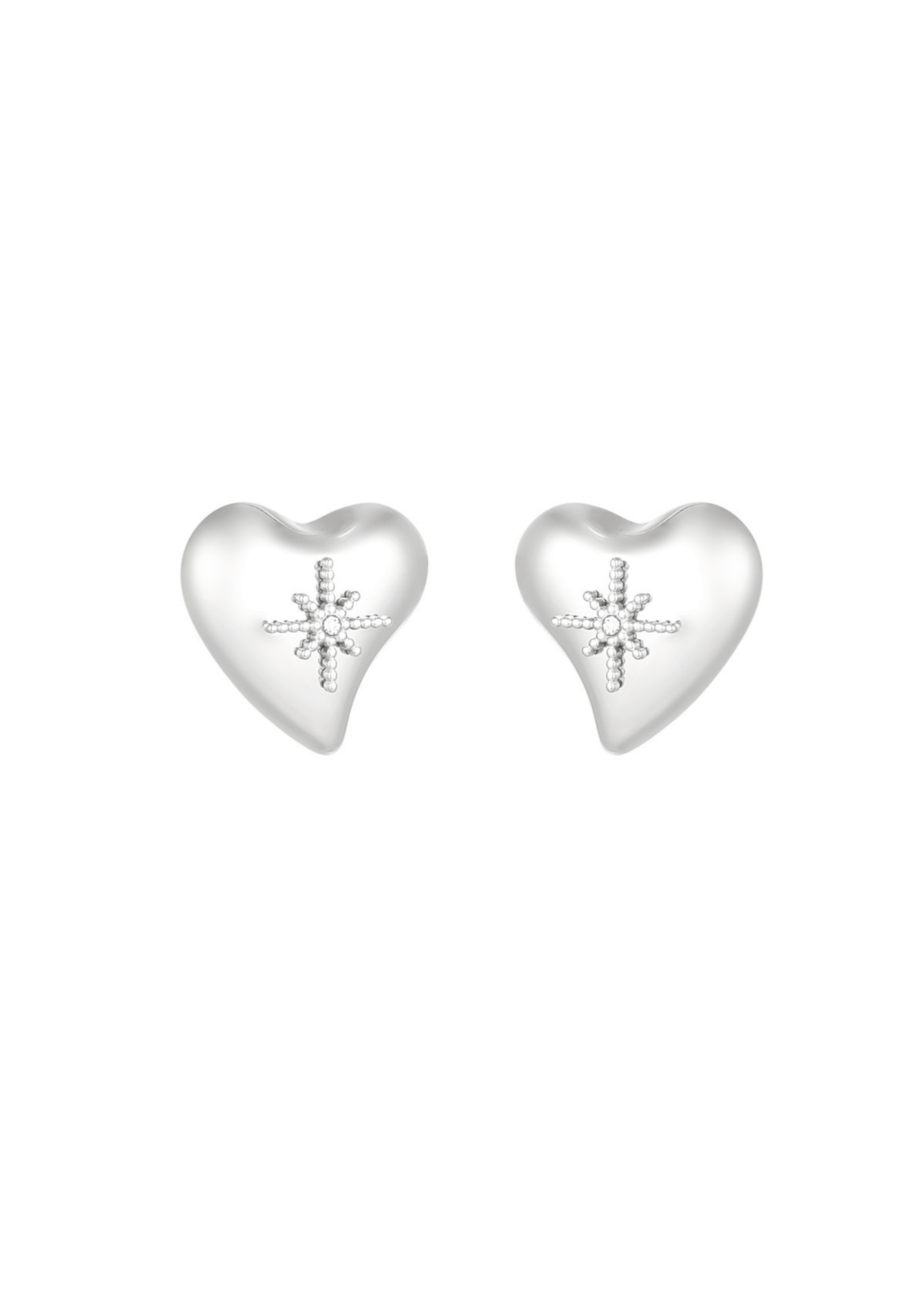 The Edit - Starburst Heart Earrings in Silver