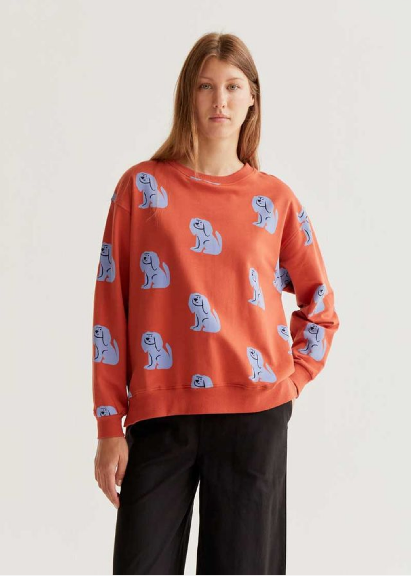 Compañia Fantastica - Rust Sweatshirt with Blue Dog Print