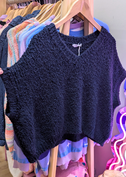The Edit - Navy Blue Chunky Knit Vest