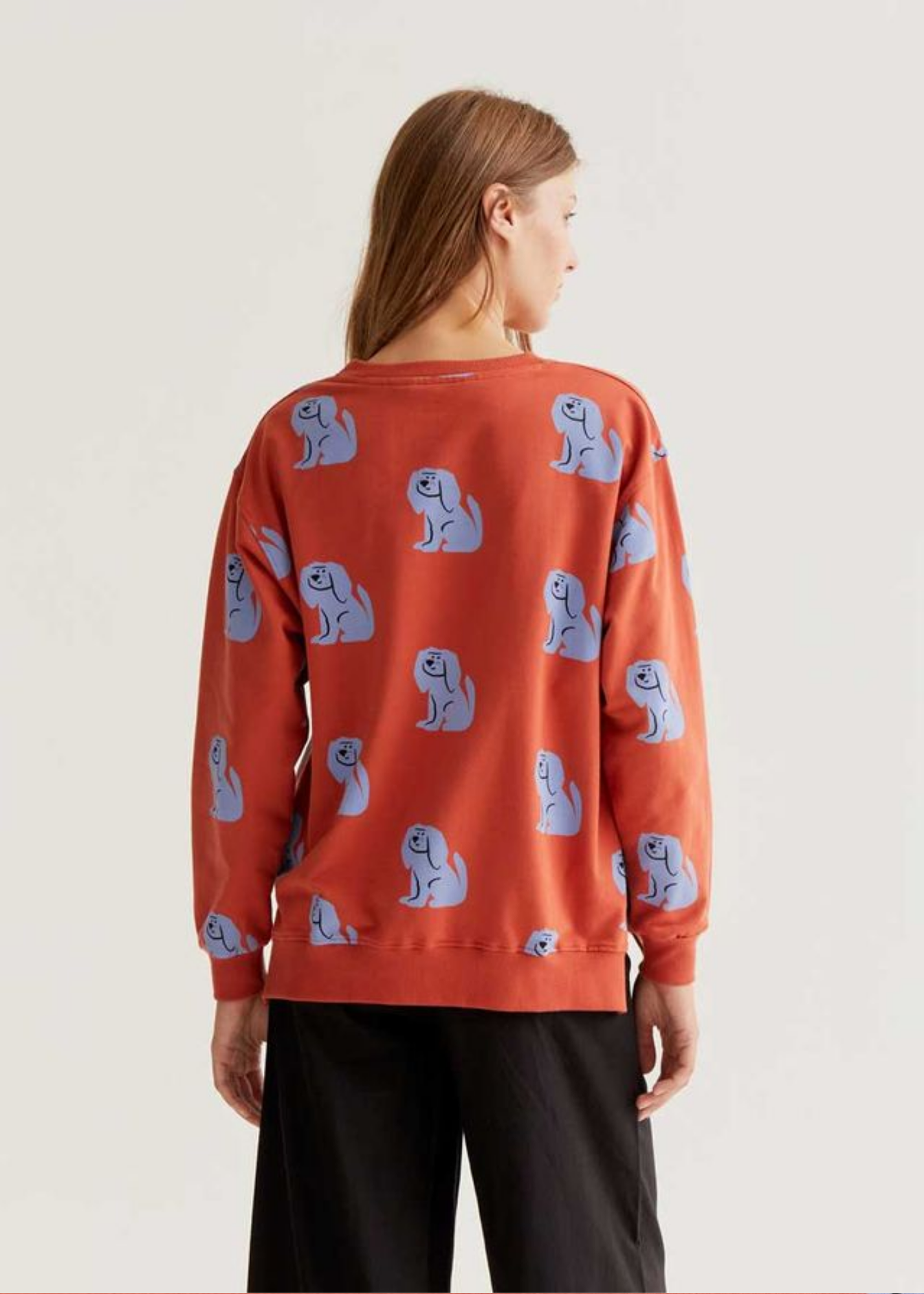 Compañia Fantastica - Rust Sweatshirt with Blue Dog Print