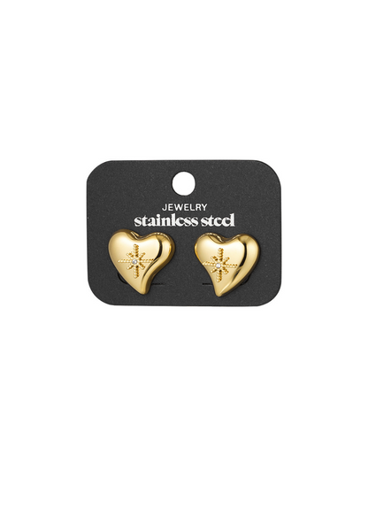 The Edit - Starburst Heart Earrings in Silver