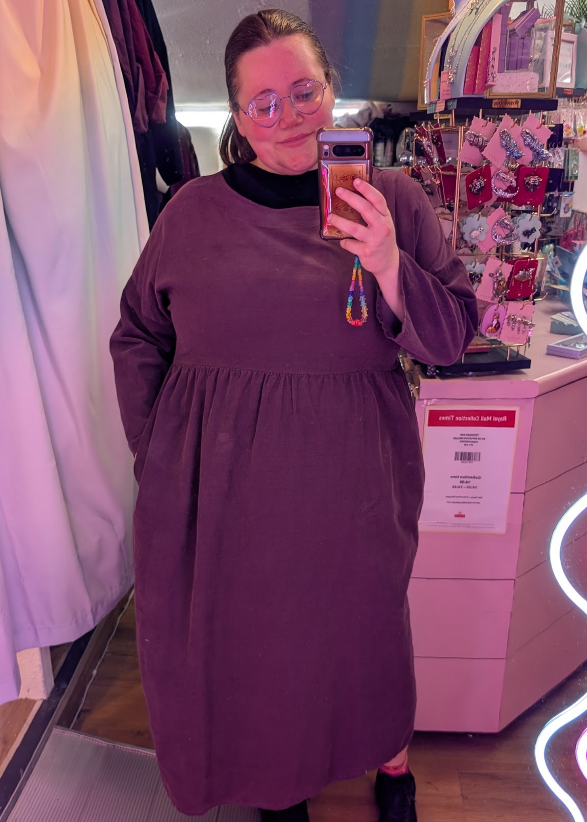 The Edit - Burgundy Needlecord Midi Smock Dress