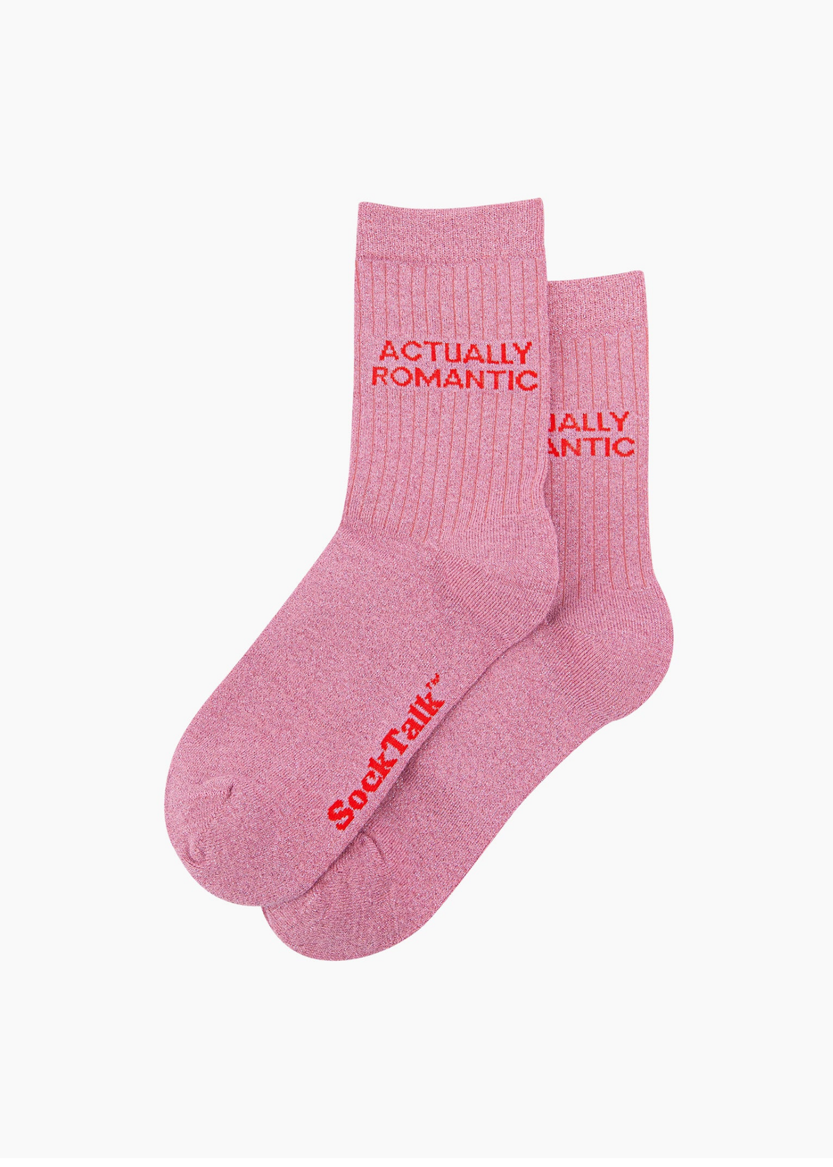 Sock Talk - Pink Glitter ‘Actually Romantic’ Socks