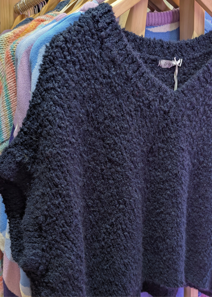 The Edit - Navy Blue Chunky Knit Vest