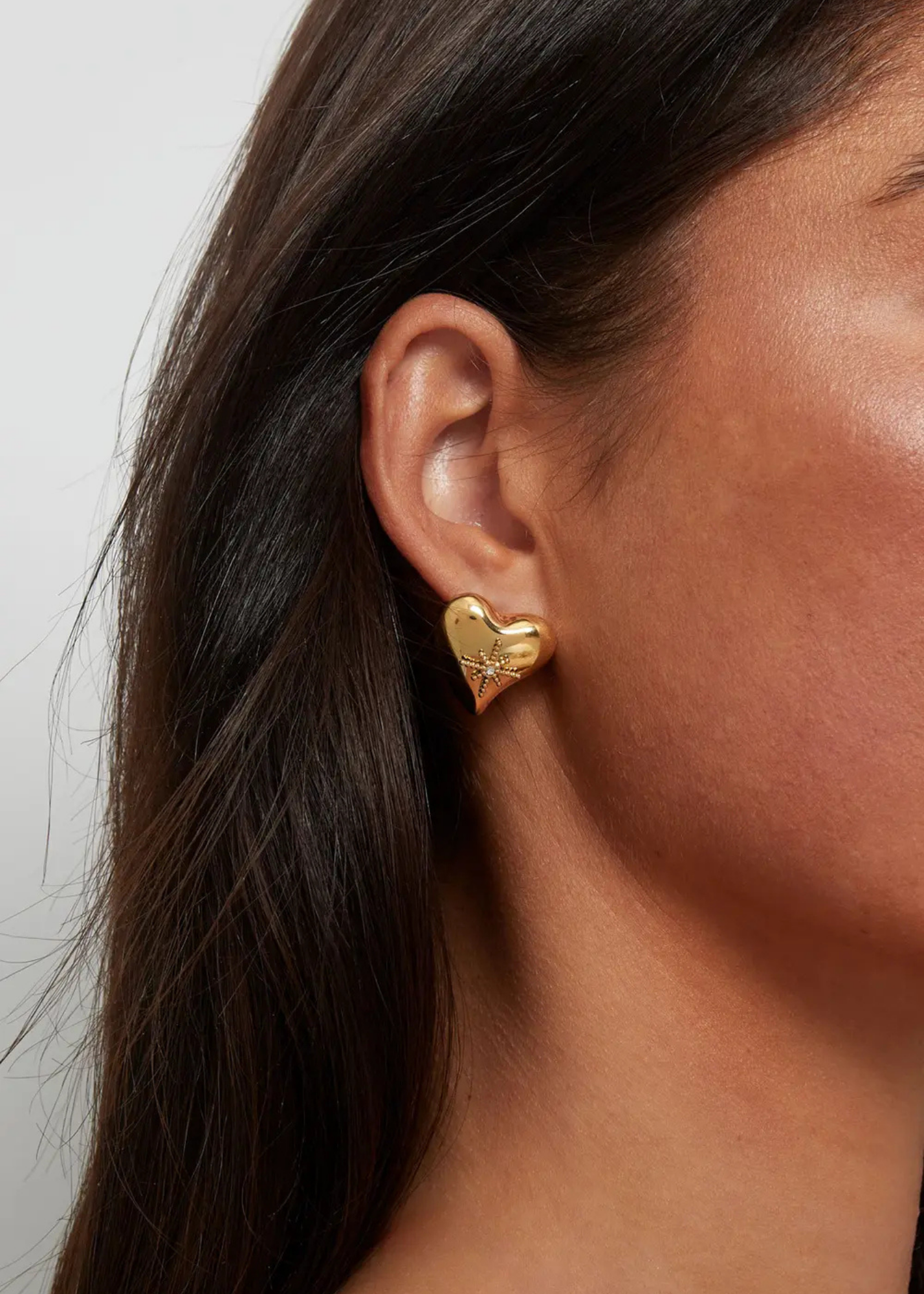 The Edit - Starburst Heart Earrings in Silver