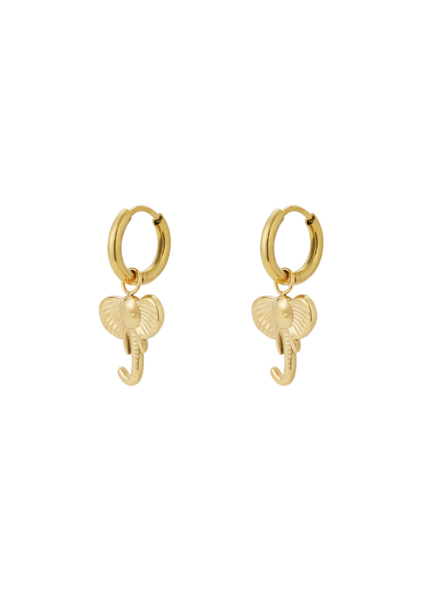 The Edit - Elephant Hoop Earrings in Gold
