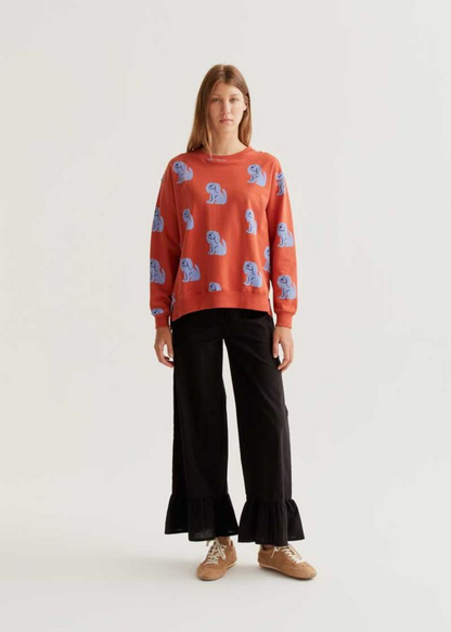 Compañia Fantastica - Rust Sweatshirt with Blue Dog Print