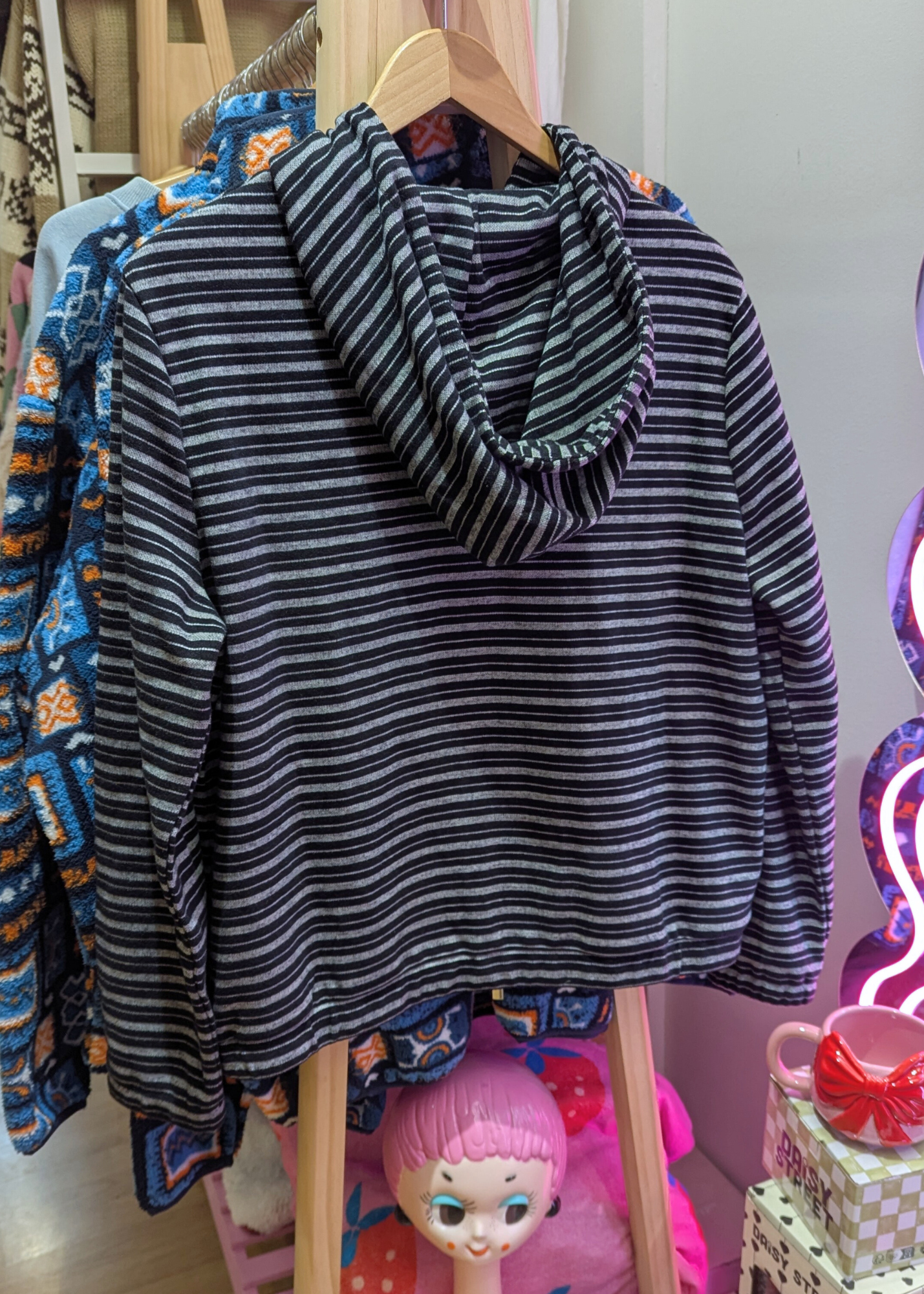 Daisy Street - Charcoal Grey Pinstripe Zip up Top