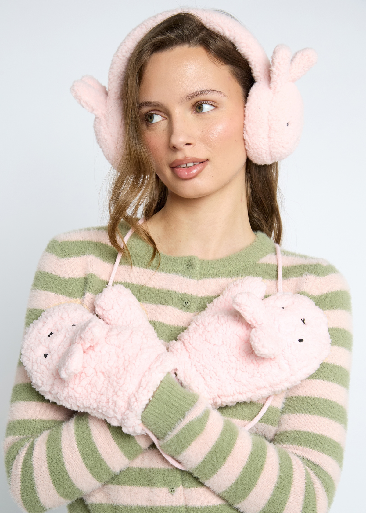Daisy Street - Miffy Borg Mittens in Pink
