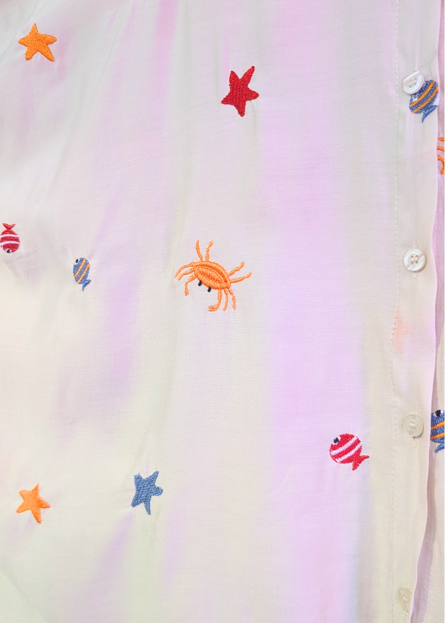 The Edit - Under the Sea Embroidered Oversized Shirt in White
