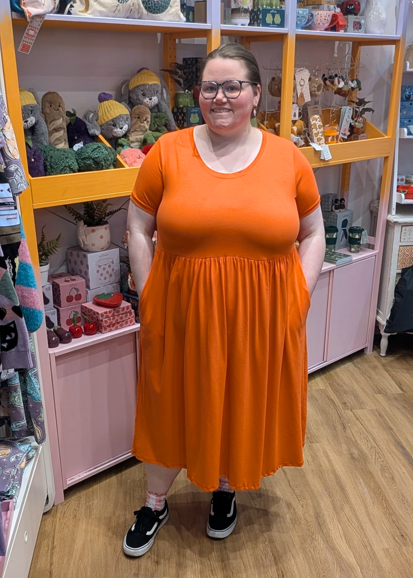The Edit - Hot Orange Smock Dress with Pockets
