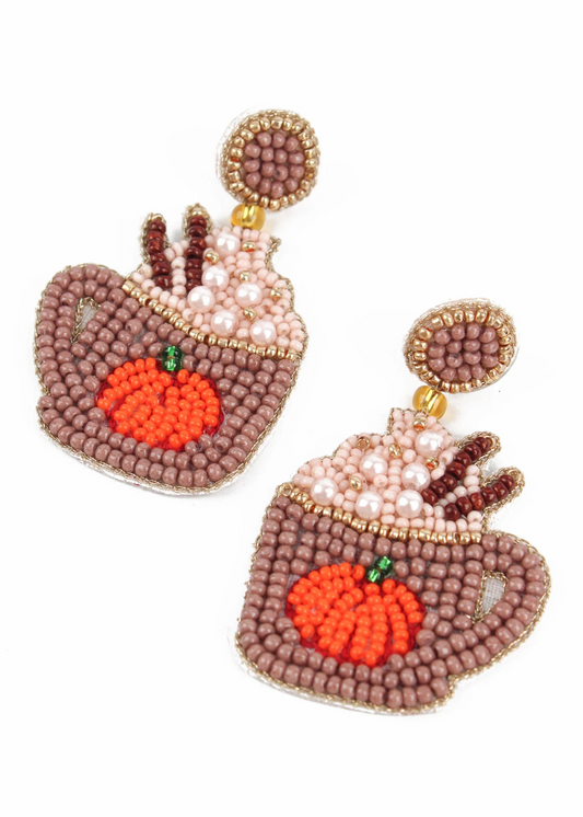 My Doris - Beaded Pumpkin Spice Latte Earrings