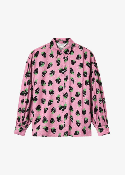 Compañia Fantastica - Pink & Black Strawberry Print Shirt