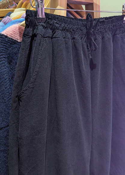 The Edit - Black Corduroy Wide Leg Trousers