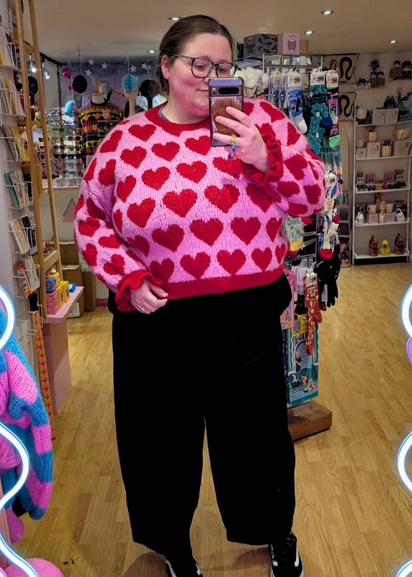 The Edit - Red & Pink Heart Knitted Jumper