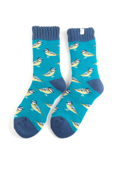 Miss Sparrow - Blue Tits Winter Teal Socks