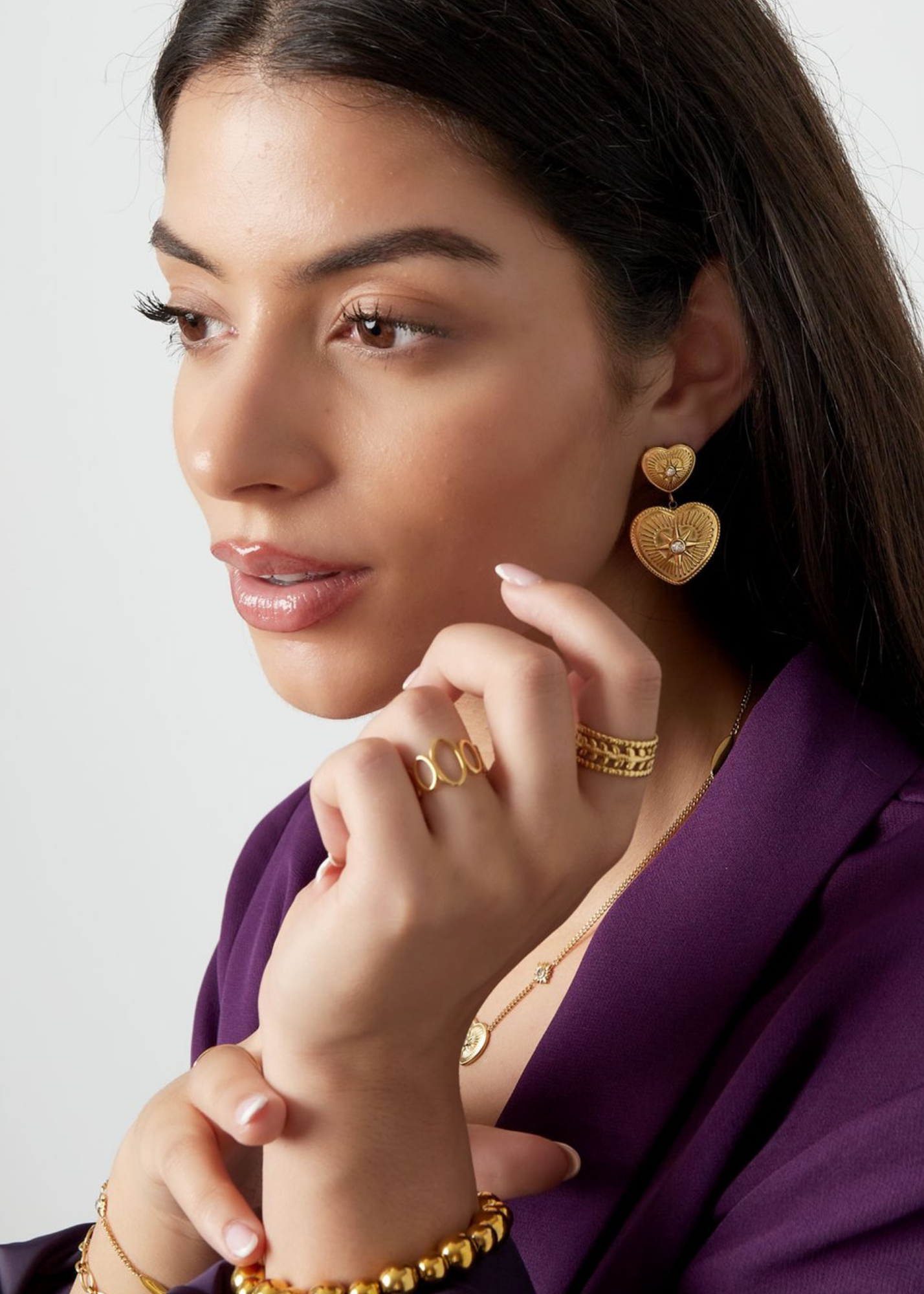 The Edit - Heart Starburst Statement Earrings in Gold