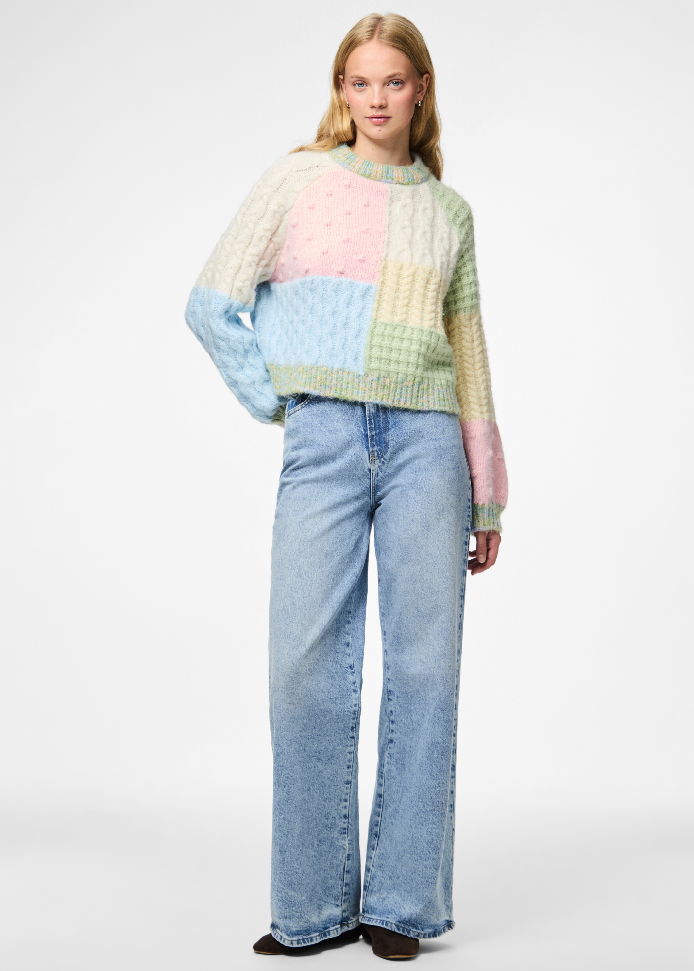 Pieces - Pastel Patchwork Knit Jumper