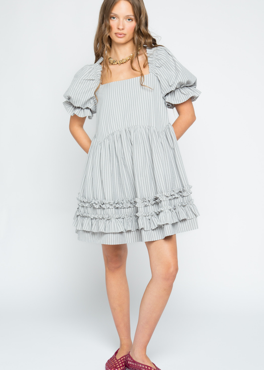 Daisy Street - Sugarplum Striped Frill Mini Dress