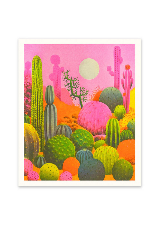 Ohh Deer - Pink Cacti Riso Print