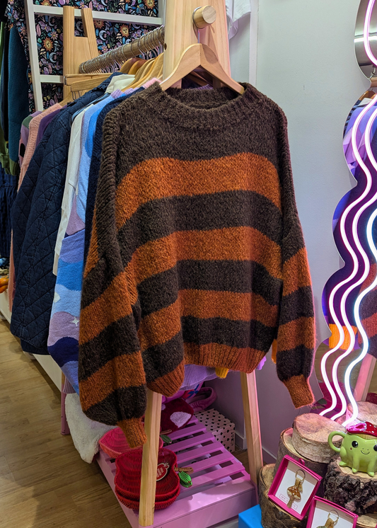 The Edit - Brown and Orange Stripe Knit Jumper