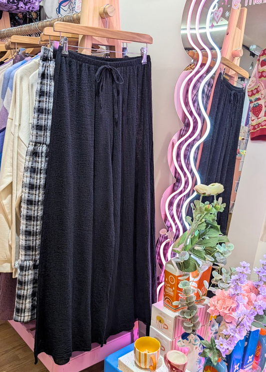 The Edit - Black Crinkle Trousers