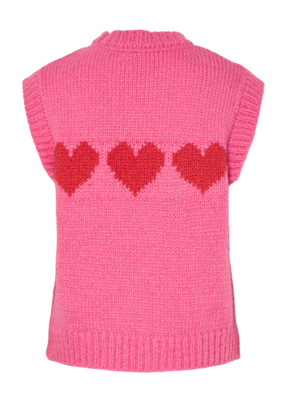 Pieces - Pink Heart Knit Vest