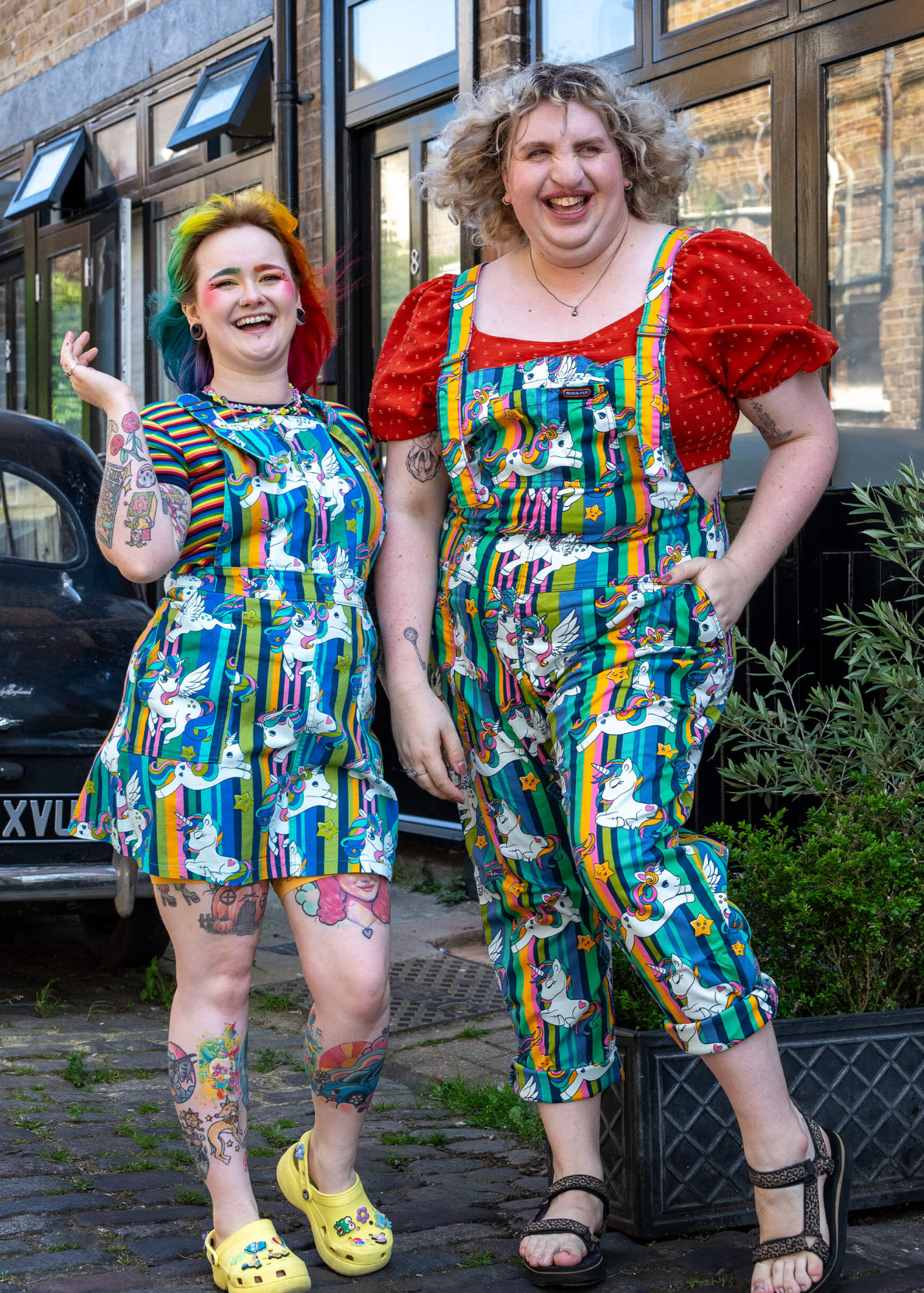 Run & Fly - Unicorn Stripes Stretch Twill Pinafore Dress