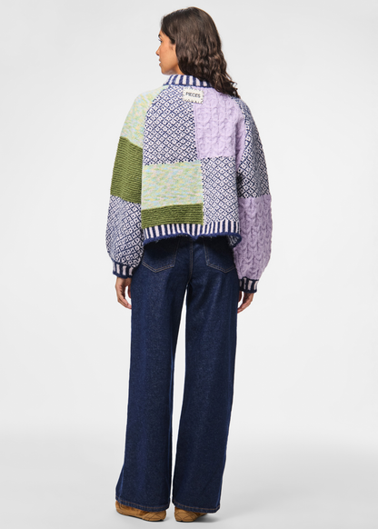 Pieces - Lilac & Blue Patchwork Knit Jumper