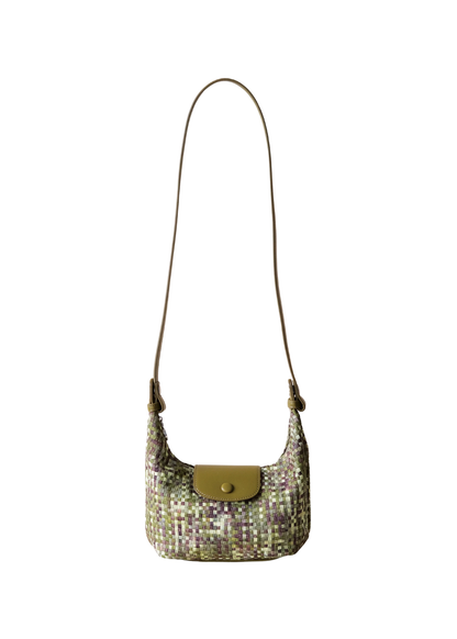 The Edit - Green & Khaki Woven Check Mini Shoulder Bag