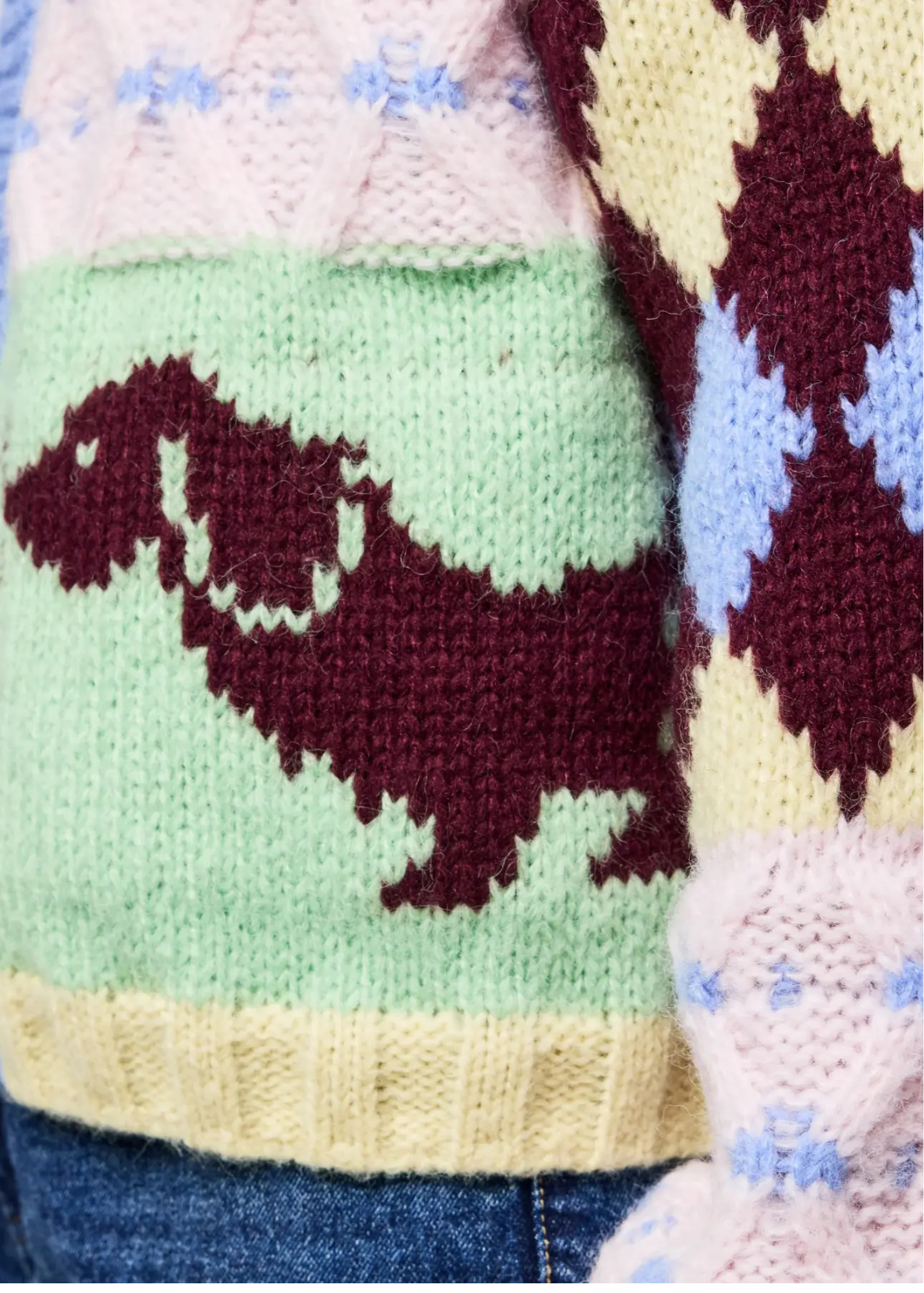 Pieces - Dog Pastel Colour Block Knit Cardigan