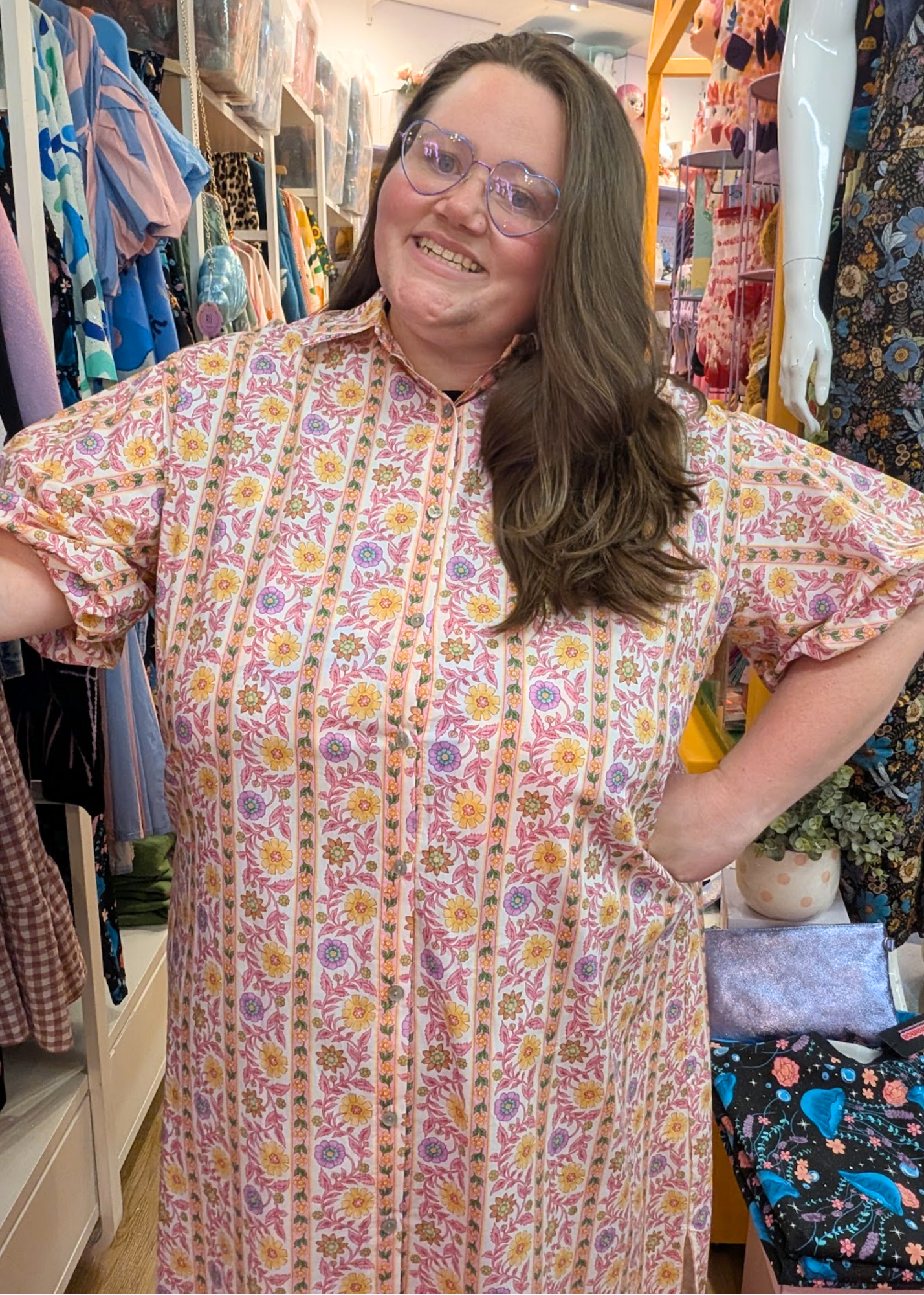 The Edit - Pastel Wallpaper Flower Print Shirt Dress