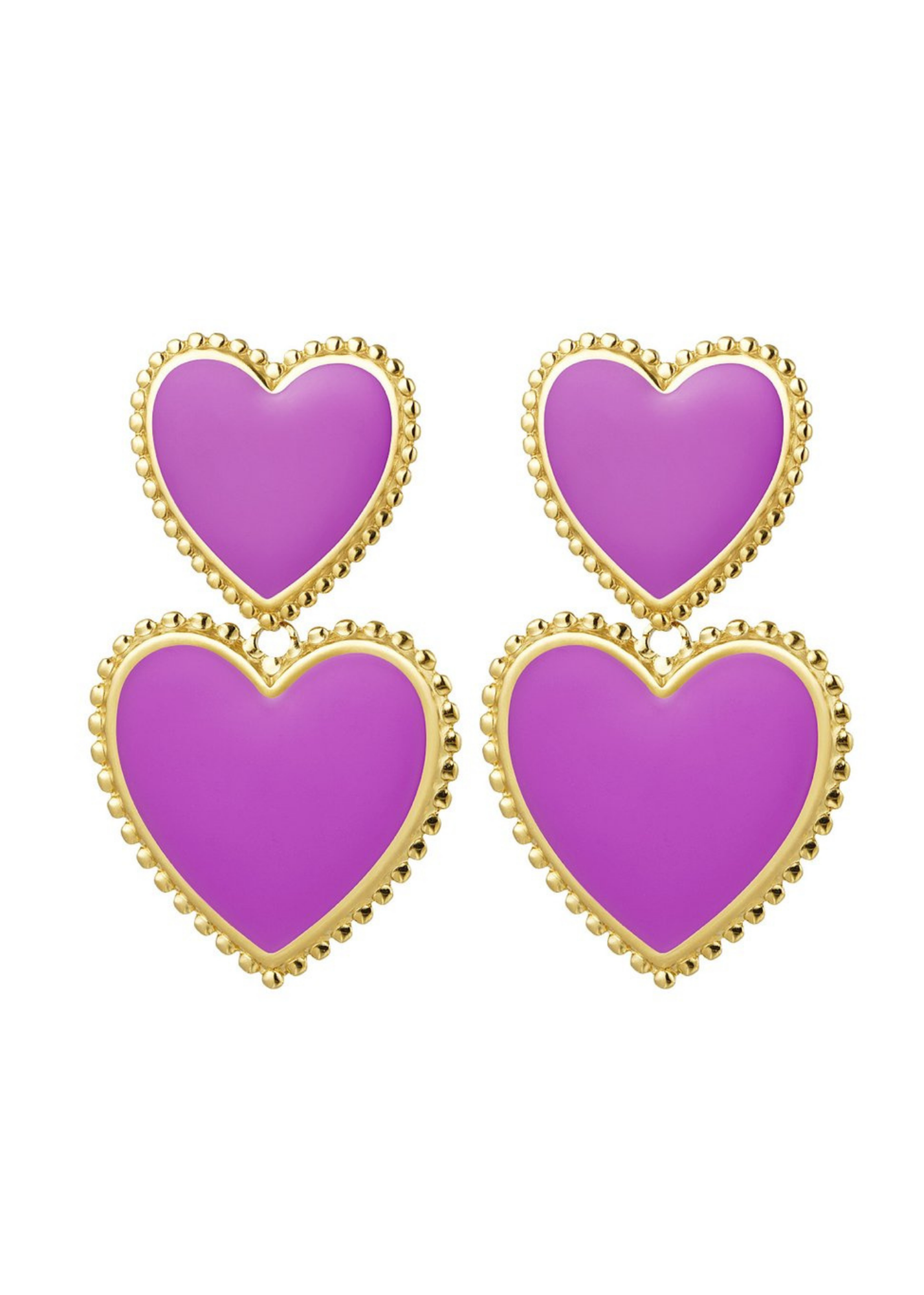 The Edit - Double Violet Heart Earrings