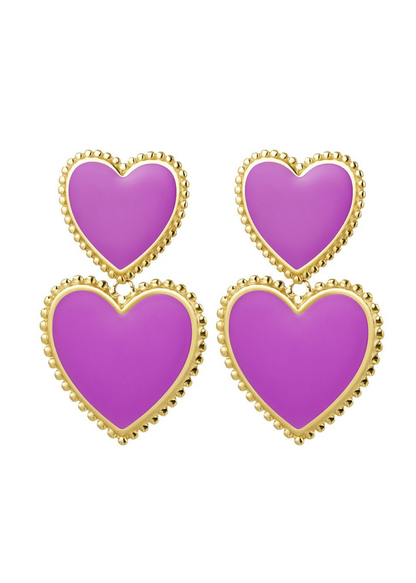 The Edit - Double Violet Heart Earrings
