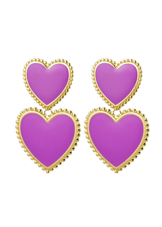 The Edit - Double Violet Heart Earrings