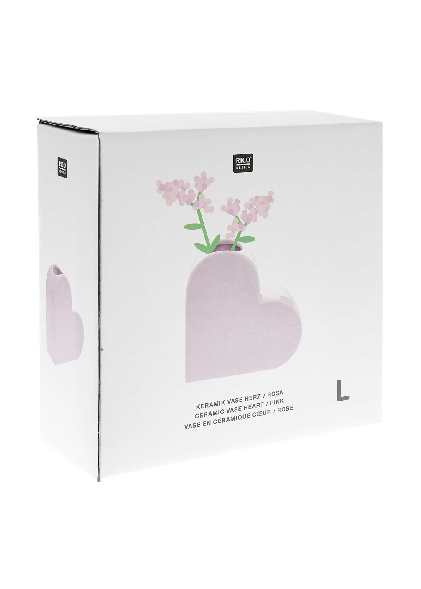 Rico Design - Large Pastel Pink Ceramic Heart Vase