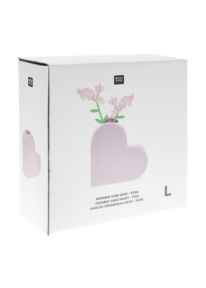 Rico Design - Large Pastel Pink Ceramic Heart Vase