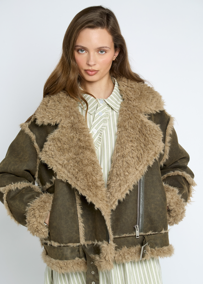 Daisy Street - Suedette Faux Fur Lined Coat