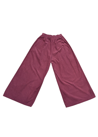 The Edit - Burdundy Corduroy Wide Leg Trousers