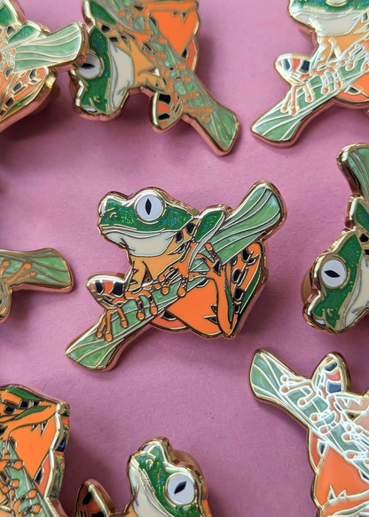Drawn to Nature - Tiger Leg Tree Frog Enamel Pin