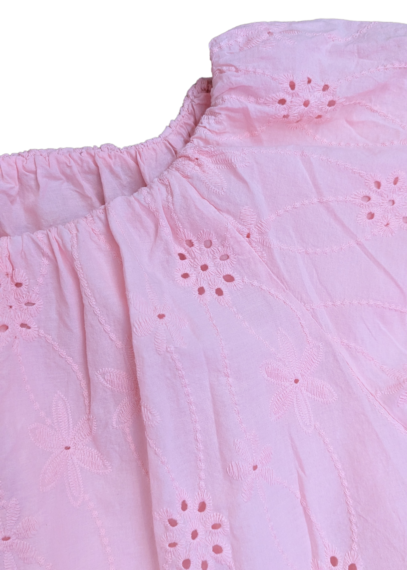 The Edit - Pink Broderie Anglaise Puff Sleeve Top