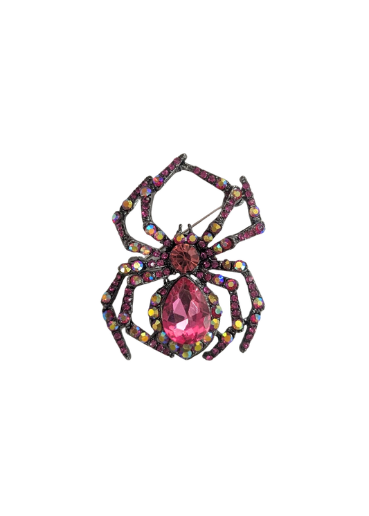 The Edit - Pink Bejeweled Spider Brooch