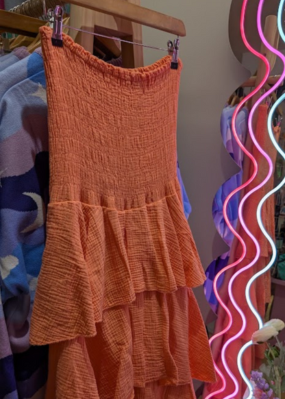 The Edit - Orange Strapless Rara Dress